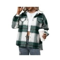 thumbnail image 1 of Women Oversized Plaid Button Down Shirt Shacket Jacket Long Sleeve Casual Fall Outwear with Pockets, 1 of 6