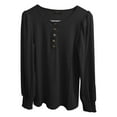 thumbnail image 4 of Duoif Womens Tops Long Sleeve Shirts for Women, Women's Long Sleeve Tops Smocked Puff Sleeve Tops Casual Shirts Blouses Tops for Women Trendy Black L, 4 of 5