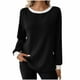 thumbnail image 2 of Blazer para mujer,Camiseta informal de manga larga con cuello redondo para mujer, básica, color liso, poliéster, ajuste cómodo para uso diario, sopatenor, 2 of 8