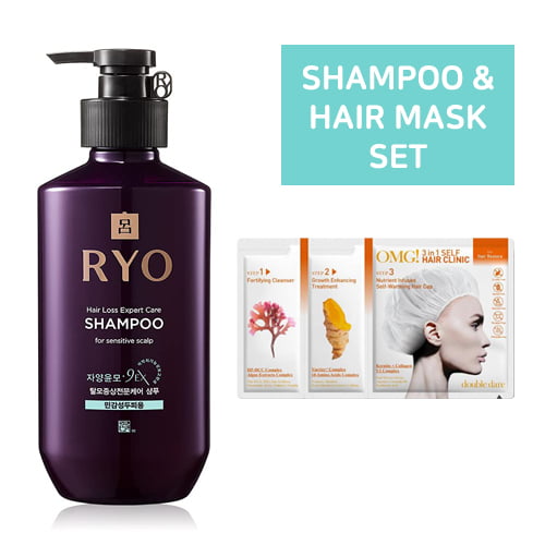 Ryo Anti Hair Loss Expert Care Shampoo for Sensitive Scalp 400ml + Double  Dare OMG! 3 in 1 Hair Clinic Hair Restore 