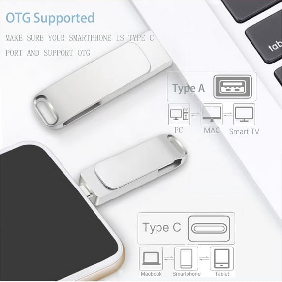 USB Flash Drive 1T/932G Dual Type C + USB A Portable Thumb Drive for Smartphone Tablet Computer Mac