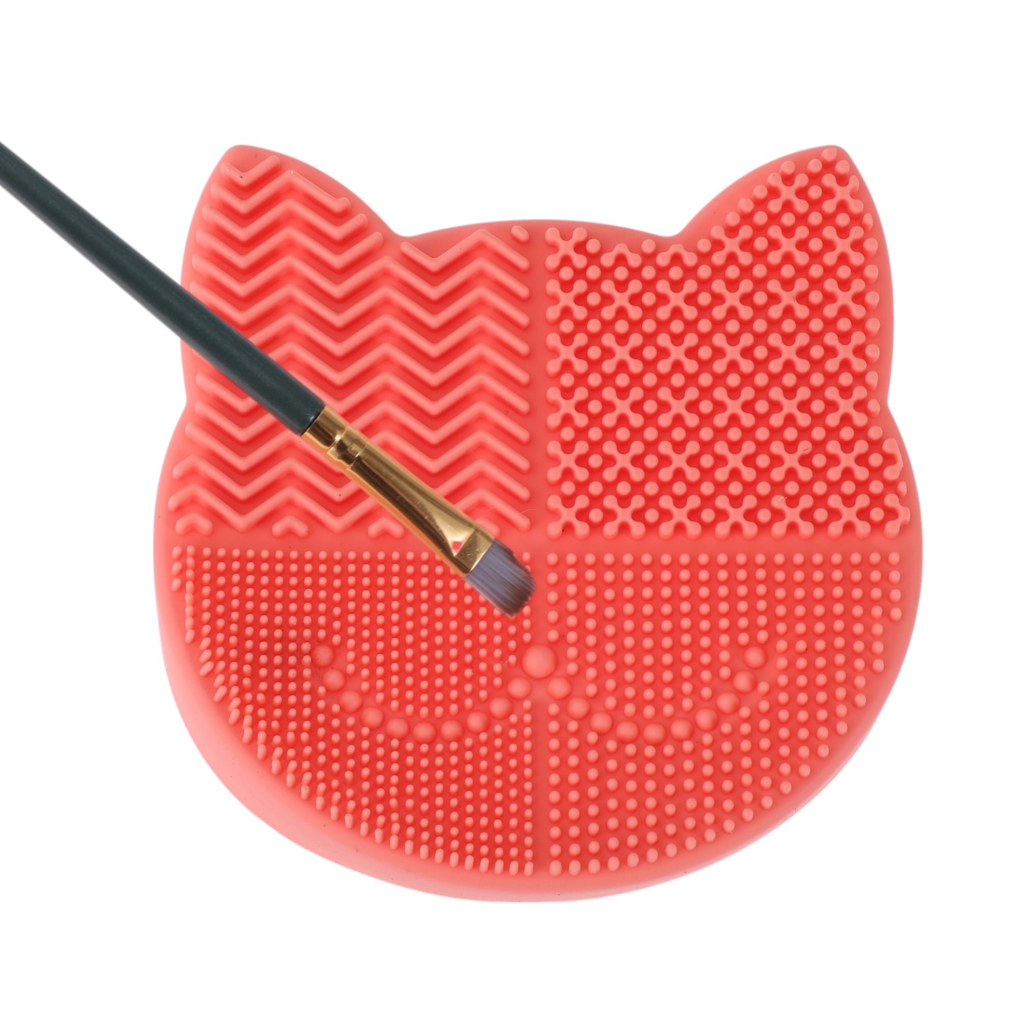 Unique Bargains 1Pc Durable Convenient Cute Cat Shape Makeup Brush Storage Cleaner Orange