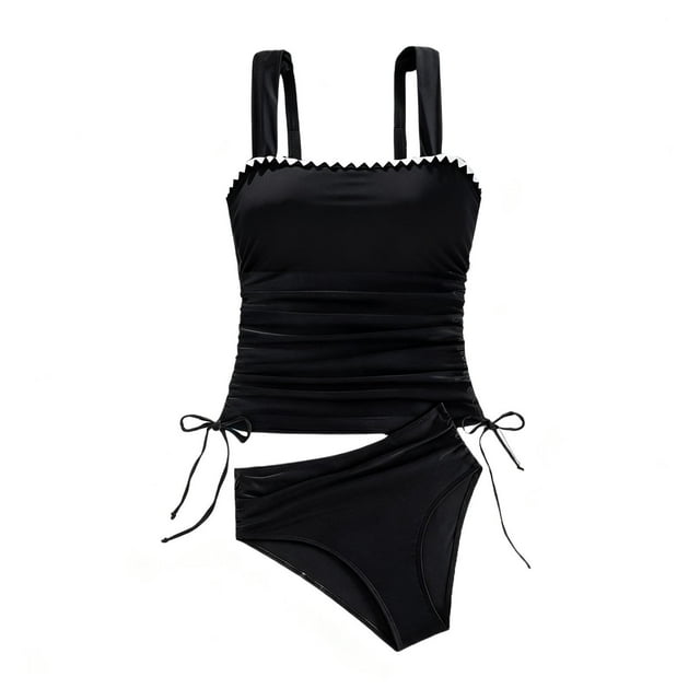 HongQid Women High Waisted Bikini Swimsuit Plus Size Top Cute Tummy Control Bottom Two Piece Tankini Bathing Suits