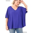 thumbnail image 1 of TheLovely Women & Plus V Neck Woven Airflow Dolman Short Sleeve Blouse Top with Front Pocket, 1 of 3