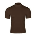 thumbnail image 5 of IYYVV Mens Casual Turtleneck Mock Neck T Shirt Slim Fit Short Sleeve Summer Basic Tops Brown L, 5 of 8