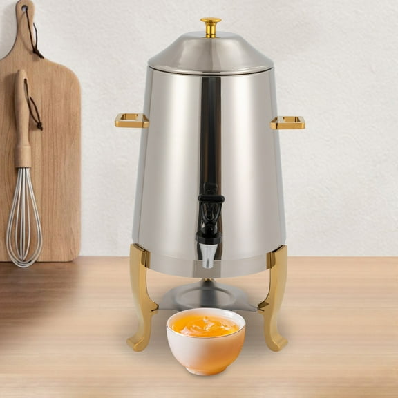 Hot Beverage Dispenser, 3.43Gal Capacity Stainless Steel Construction, Dual Heating with Electric & Fuel Tray, Adjustable 95-185°F for Commercial Use