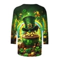 thumbnail image 5 of TaTaai St. Patrick's Day Women's Casual Print Round Neck 3/4 Sleeve T-Shirt Loose Top Gift, 5 of 5