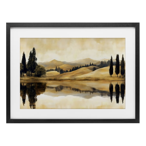 Stupell Industries Reflective Fields View Black Framed Print Under Glass design by LSR Creative Studio, 14 x 20