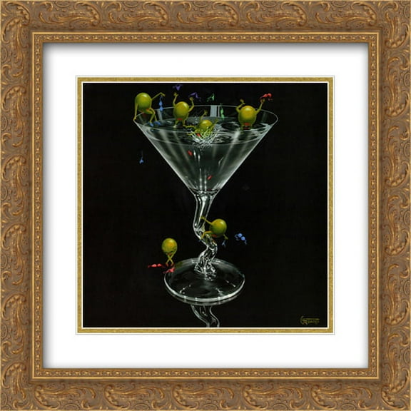Olives Gone Wild 2x Matted 16x16 Gold Ornate Framed Art Print by Michael Godard