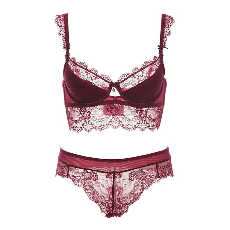 Women's Salsa Full Coverage Padded Bra Panty Lingerie Set Comfortable Push  Lingerie B, C and D Cup Bra Maroon at  Women's Clothing store