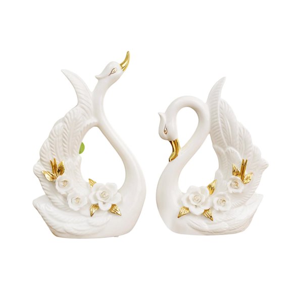 Figura de cisne de 2 piezas, escultura de Animal, artesanía, decoración de mesa de cisne, adorno de mesa para dormitorio, regalos del Día de San