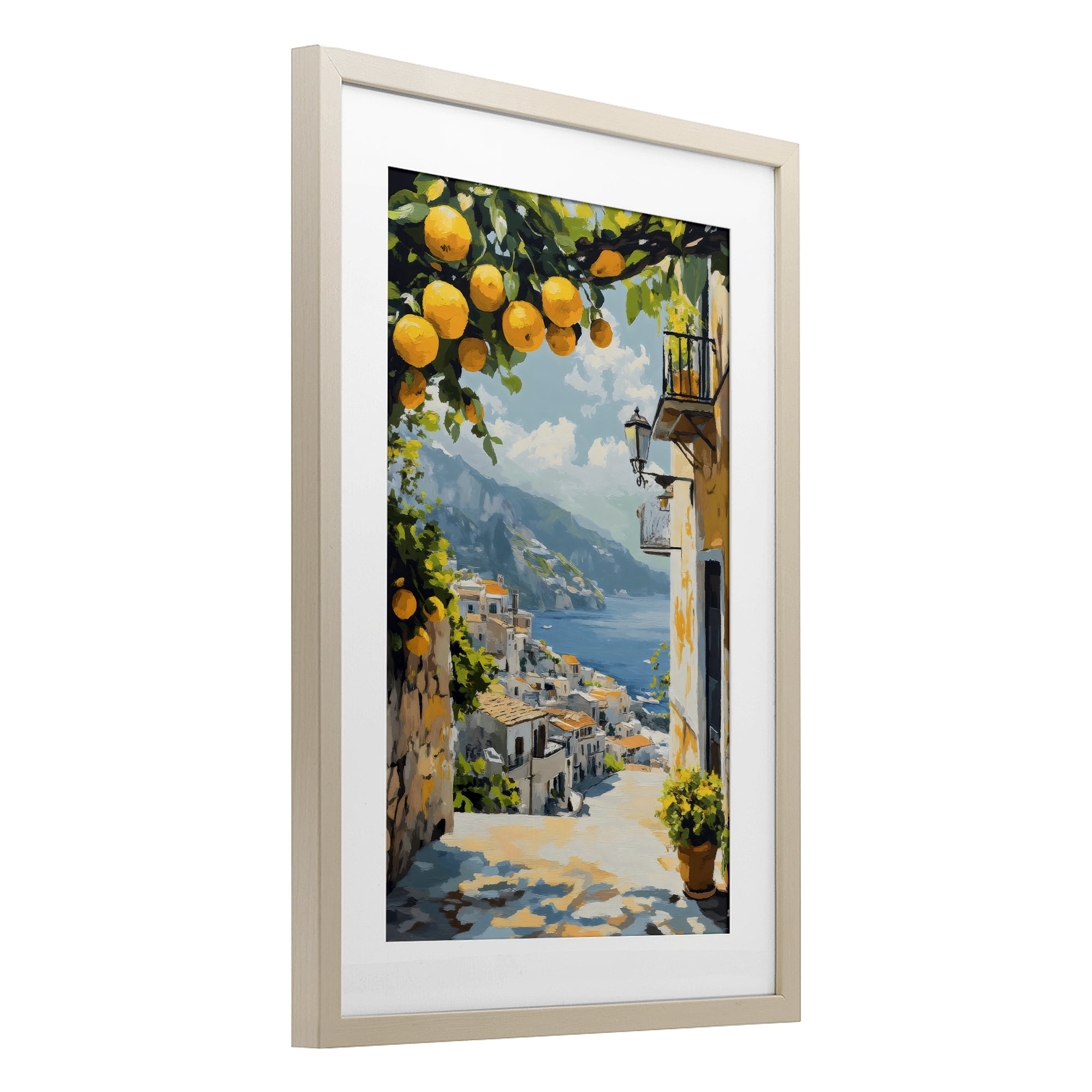Stupell Industries Lemon Tree Overlooking Coast Birch Framed Print Under Glass, design by Creative Studio