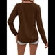thumbnail image 3 of Camisetas de Verano con Cuello en V para Mujer, Estilo Informal, Tipo Túnica con Botones y Cuello Henley Marrón Oscuro M, 3 of 7