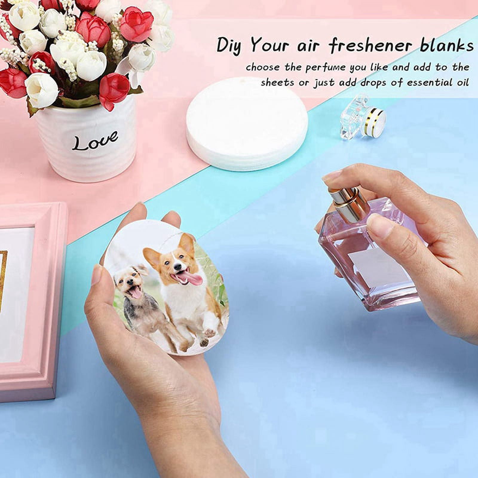 200 Pieces Sublimation Air Freshener Blanks DIY Air Freshener Scented Blank Car Pressed Felt for DIY Heat -Round