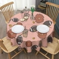 thumbnail image 3 of Pink Football and Drinks Pattern Round Tablecloth 60"x60",Wrinkle Wipeable Table Cloth for Kitchen Dining Room Picnic Patio Party, 3 of 6