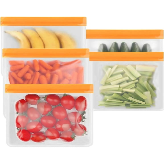Minizmin 5/8/10 Pack Dishwasher Safe Reusable Ziplock Bags Silicone, Leakproof Reusable Freezer Bags, BPA Free Reusable Storage Bags for Lunch Marinate Food Travel