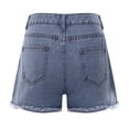thumbnail image 5 of HXWCHs Women Bootcut Jeans Distressed Denim Shorts High Waist Casual Ripped Hem Streetwear Style Summer Everyday Wear Versatile Comfortable Outfit S Blue, 5 of 8
