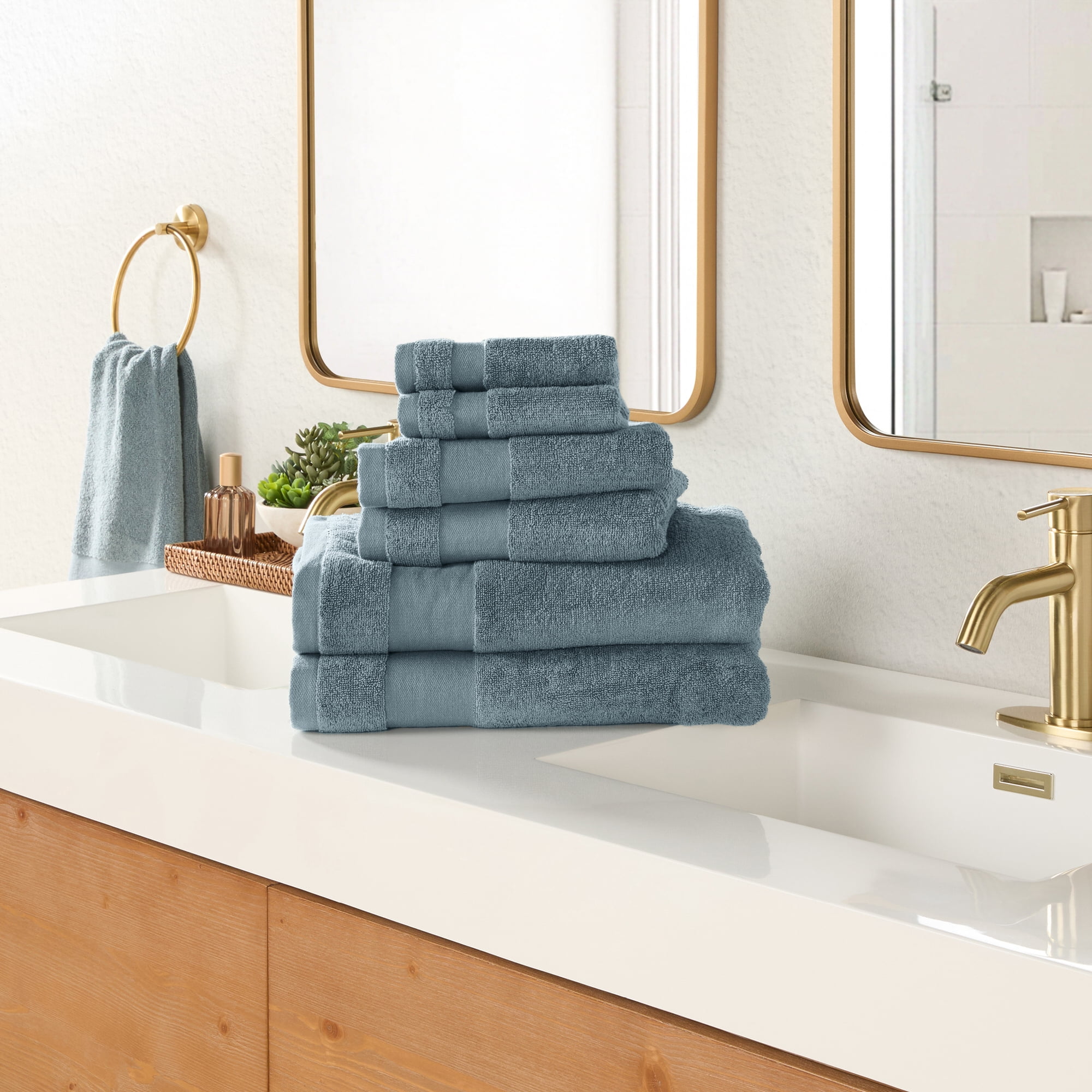 6-Pack Bathroom Essentials Bath Towel Set in Light Blue - Soft and Absorbent for Quick Drying by Comfort Canopy