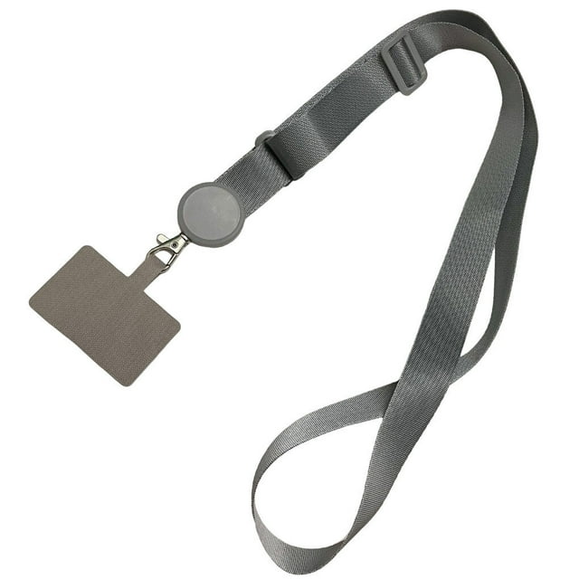 Universal Phone Lanyards Crossbody Patch Traveling Hiking Portable Detachable Neck Hanging Rope Strap Outdoor Smartphone Silver Grey