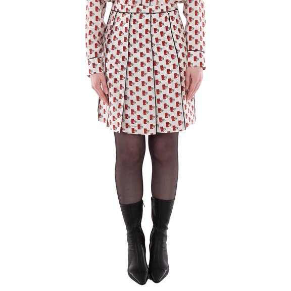 Burberry Postbox Pleated Silk Skirt, Brand Size 4 (US Size 2)