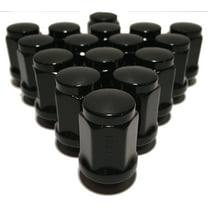 16 Black Bulge Acorn Closed End 12x1.5 Cone Seat Lug Nuts 1.38" Tall Honda Acura