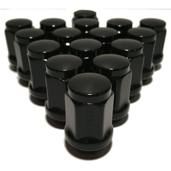 16 Black Bulge Acorn Closed End 12x1.5 Cone Seat Lug Nuts 1.38" Tall Honda Acura