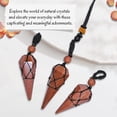 thumbnail image 3 of Red Goldstone Crystal Stone Holder Necklace Pendulum, Unique Women Men Necklace (Black Macrame), 3 of 5