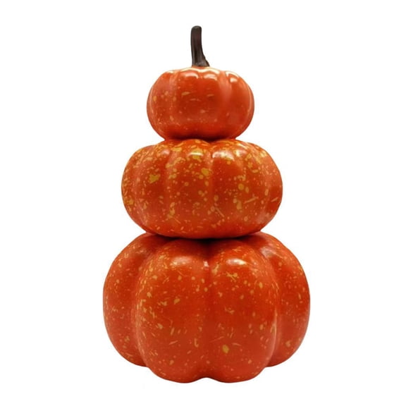 Stacked Pumpkin Topiary Decor, Tiered Speckled Glaze Look Tower, Tall Fall Harvest Ornament for Porch Entryway Table, Autumn Home Decoration