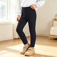 thumbnail image 4 of Diufon Black Leggings Girls Fleece Lined High Waisted Thickened Thermal Pants Kids Fall Winter Warm Layering Bottoms, 4 of 8