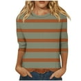 thumbnail image 1 of Birdeem Blouse pour Femmes Mode Blouses Amples Rayées Imprimées T-Shirt Manches 3/4 Col Rond, 1 of 1