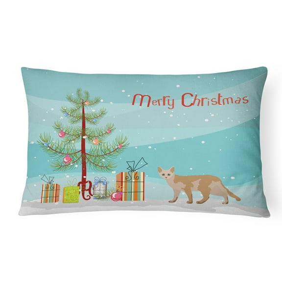 Carolines Treasures CK4603PW1216 Devon Rex 3 Cat Merry Christmas Canvas Fabric Decorative Pillow, 12H x16W, multicolor