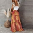 thumbnail image 5 of Kixjoy Boho Skirts for Women Elastic High Waisted Maxi Skirts Casual Drawstring A-Line Tiered Skirt Festival Floral Flowy Trendy Womens Western Clothing, Yellow L, 5 of 7