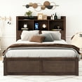 thumbnail image 2 of Full Size Storage Platform Bed With Pull Out Shelves, Twin Trundle, 2 Drawers & Charging Port, Framework, Drawers, Trundle Shelves, 2 of 7