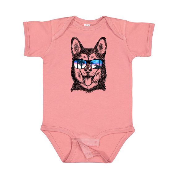 Inktastic Siberian Husky Sketch Portrait with Sunglasses Boys or Girls Baby Bodysuit