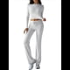 thumbnail image 3 of Conjunto de Chándal de Larga con Cuello Redondo y Pantalones Acampanados de Cintura Alta para Mujer. Flores Blancas y Grises L, 3 of 10
