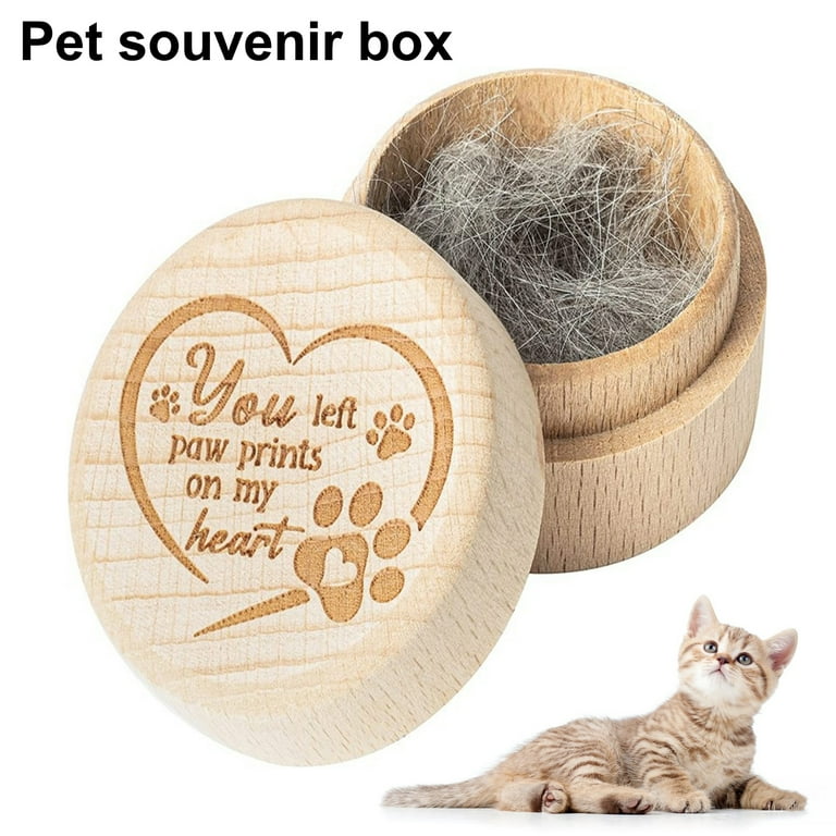 D GROEE Dog Hair Keepsake Box Wooden Pet Memorial Box with Paw Print Design Elegant Meaningful Pet Remembrance Box for Cremains Hair Keepsakes More