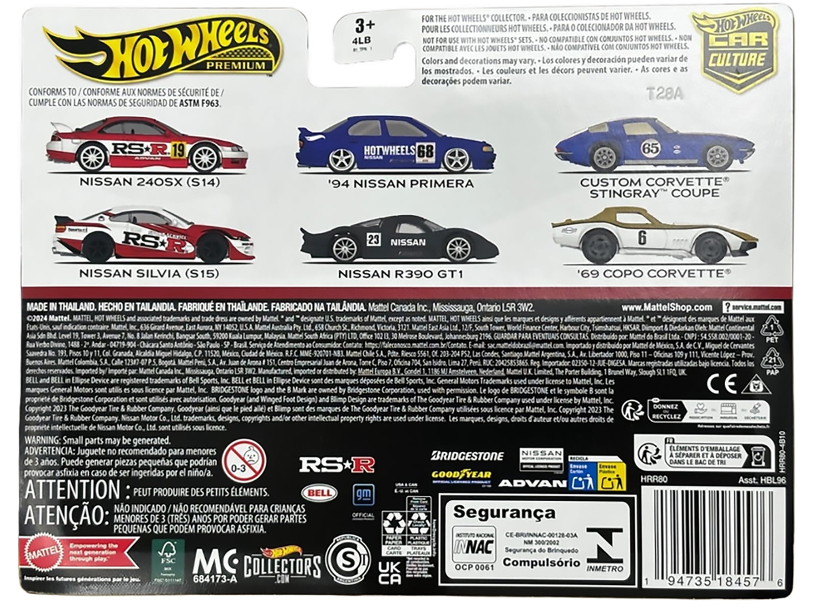Nissan 240SX (S14) #19 Red and White and Nissan Silvia (S15) Red and White "Car Culture" Set Diecast Model Cars by Hot Wheels
