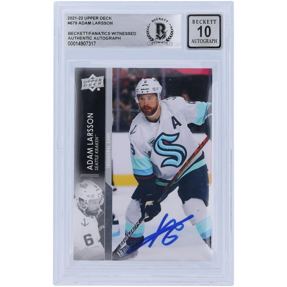 Adam Larsson Seattle Kraken Autographed 2021-22 Upper Deck Extended Series #679 Beckett Fanatics Witnessed Authenticated 10 Card - Fanatics Authentic Certified