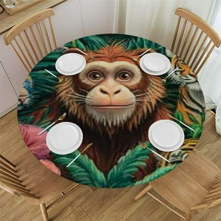 

Autua Round Table Cover Stain Resistant Washable Perfect for Indoor Outdoor Tablecloth Kitchen Dining Wedding Parties with Elastic Edge 100% Polyester Fiber 31 -35