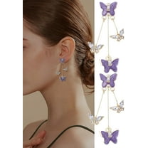 Purple Butterfly Dangle Earrings Rhinestone Butterfly Tassel Earrings for Women Parties Weddings and Daily Wear diy
