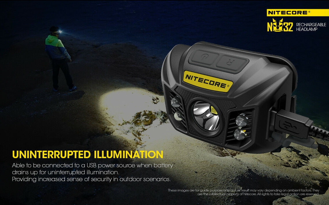 Nitecore NU32 Rechargeable LED Headlamp with White and Red LED 550 Lumens 