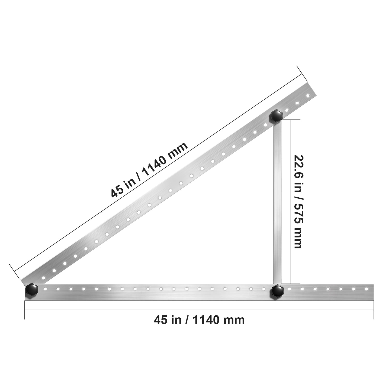 KFFKFF 50" Solar Panel Support Brackets, Adjustable 0-90° Tilt, Suitable for 100-550W Panels, Aluminum Construction with Foldable Legs for RVs, Roofs, Boats, Off-Grid Applications