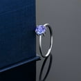 thumbnail image 4 of Gem Stone King 10K White Gold Blue Tanzanite Solitaire Engagement Ring for Women (0.90 Cttw, Round 6MM, Gemstone December Birthstone, Size 9.5), 4 of 5
