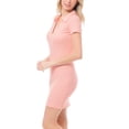 thumbnail image 4 of MixMatchy Women's V-Neck Ribbed Knit Short Sleeve Polo Bodycon Dress, 4 of 5