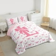 thumbnail image 3 of Homewish Initial Alphabet L Girl 2pcs Bedding Comforter Set,Kawaii Pink Bowtie Twin Comforter Sets,Dreamy Princess Breathable Bedding Set,Super Cozy Room Decor,Reversible, 3 of 8