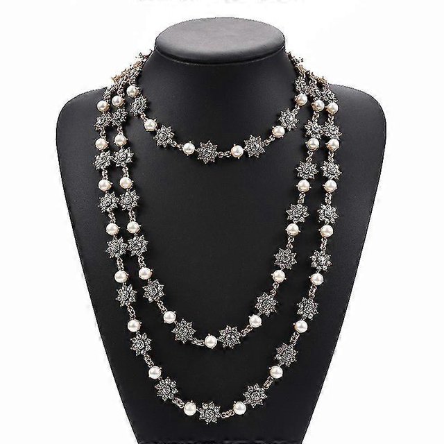 2023 Nueva Moda Multicapa Perlas Simuladas Cristal Rhinestones Maxi,perla