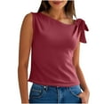 thumbnail image 2 of LADIGASU Women'sSleeveless Round Neck Strap Solid Color Casual Top T-shirt, 2 of 7