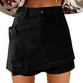 thumbnail image 2 of Endives Women's Jean Denim Skort High Waisted Asymmetrical Short Skirt, 2 of 4