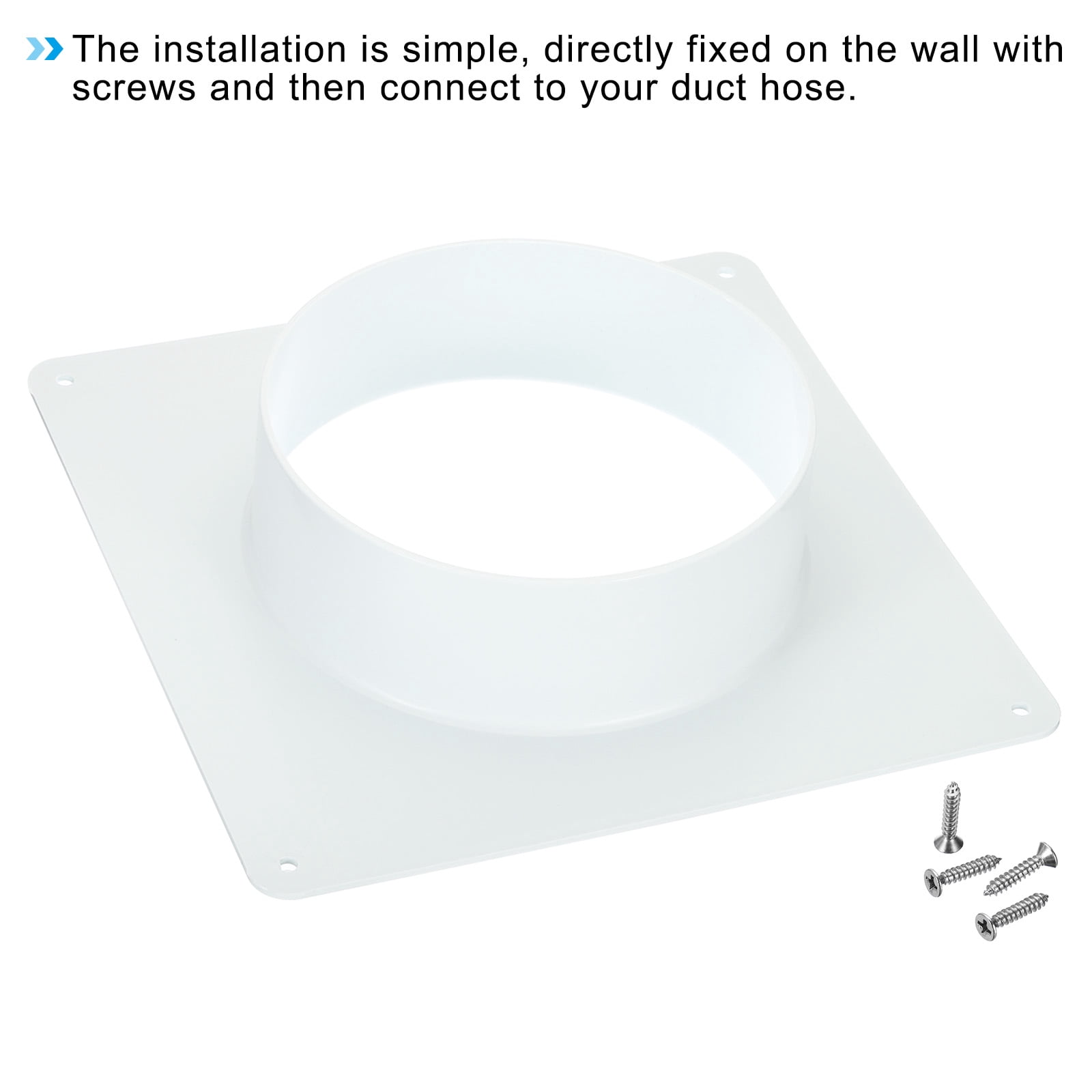 Uxcell Duct Connector Flange Dryer Vent Wall Plate Square to Round Straight Ducting Plate White 6"
