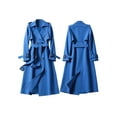 thumbnail image 2 of Trench Coat for Women Winter Coats Trench Windbreaker Fit Coat Solid Long Slim Jacket Winter Coats Haze Blue L, 2 of 4